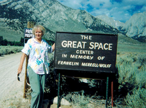 Photo of Doroethy Leonard at The Great Space Center, in Memory of Franklin Merrell-Wolff